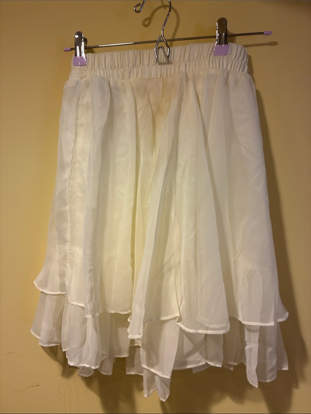 Ballet Core Off White Layered Chiffon Midi Skirt - Lightweight Fairy Core Sz L